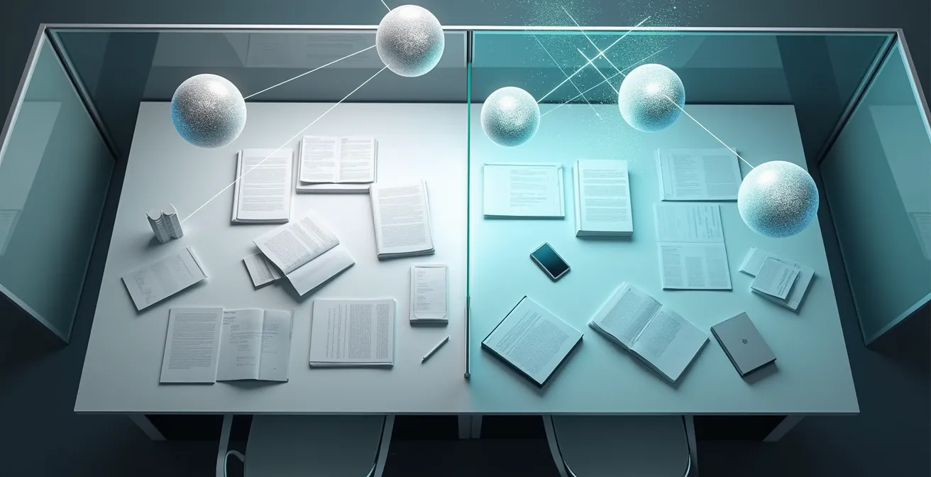 Visual representation of automated email and calendar management system showing a transition from chaos to order.