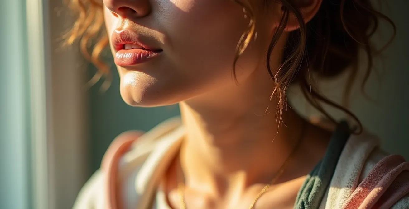 Person holding seasonal color swatches against their skin in natural light