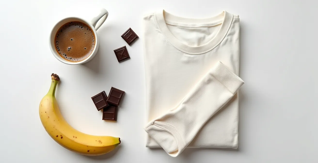 Arrangement of daily use fair trade items including coffee, cotton basics, and chocolate showing investment priority