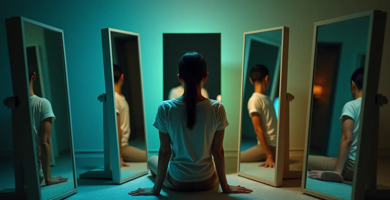 Multiple overlapping silhouettes representing fragmented online identities