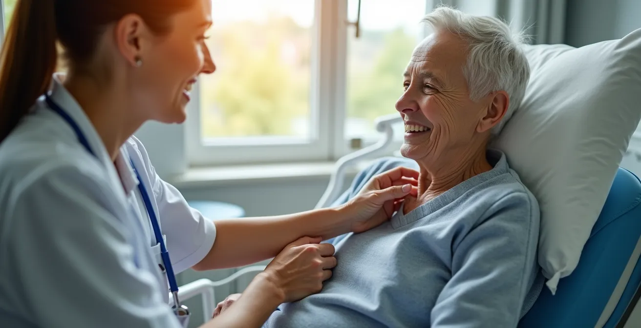 Service professional providing personalized care in a modern healthcare setting