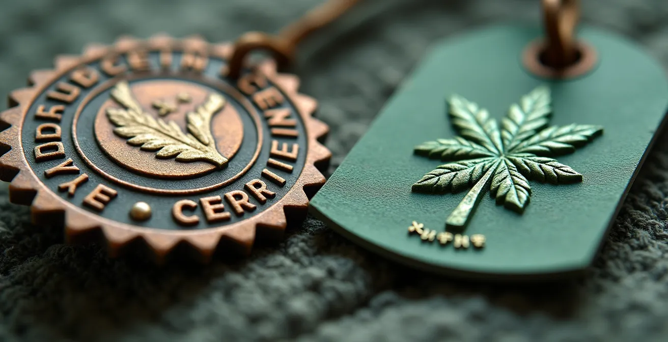 Visual comparison of authentic third-party certification seals versus misleading self-created green labels