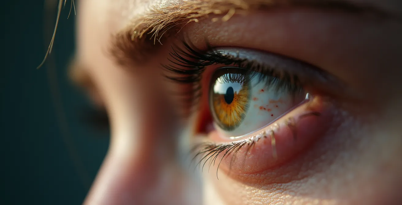 Extreme close-up of stress-related physical manifestation