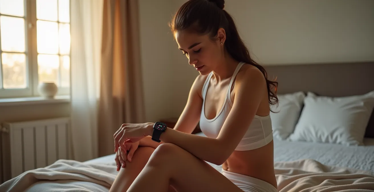 Athlete at rest measuring HRV in morning light