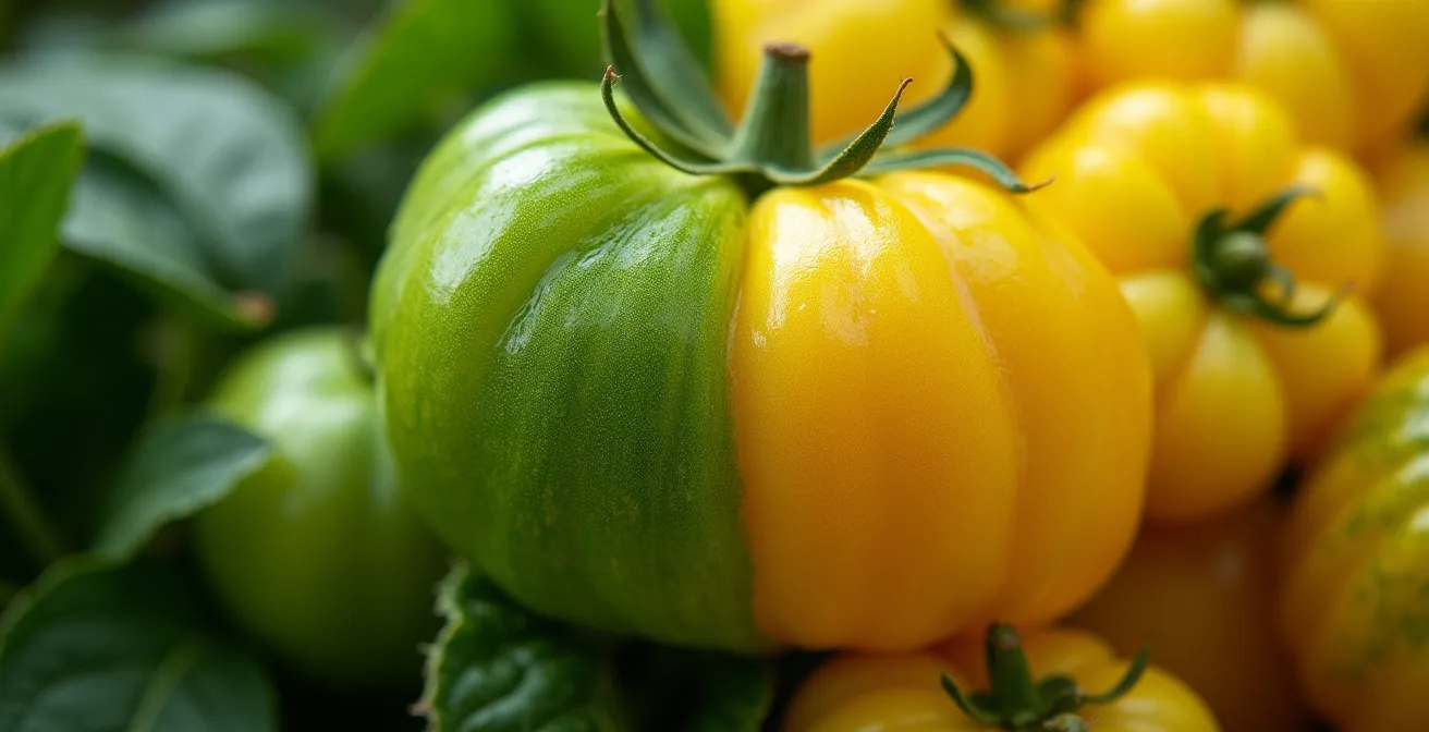 Comparison of healthy green leaves versus nitrogen-burned yellow leaves