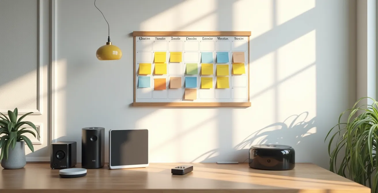 Calendar showing strategic monthly streaming service rotation plan with colored blocks