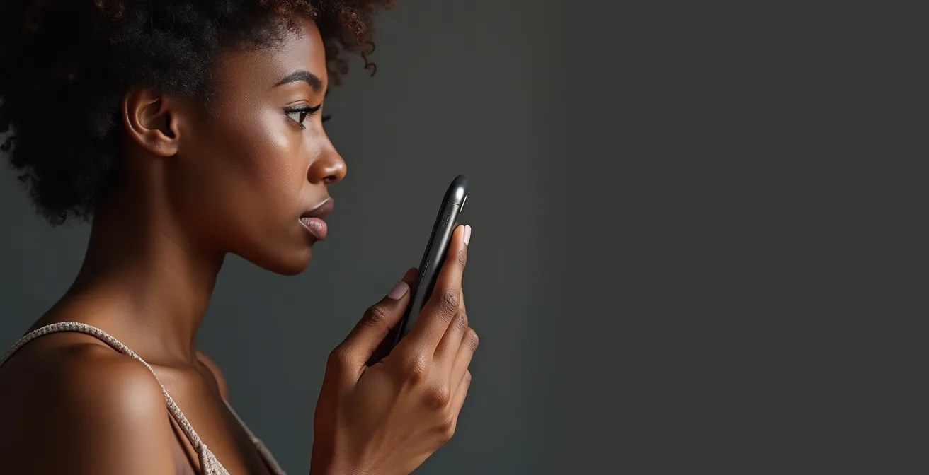 Split-screen showing DNA test results merged with phone skin scan data