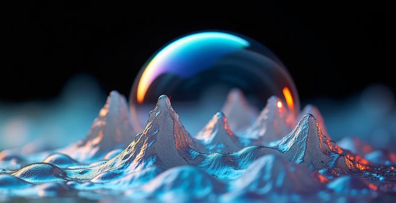 Abstract representation of market peak with blow-off top pattern