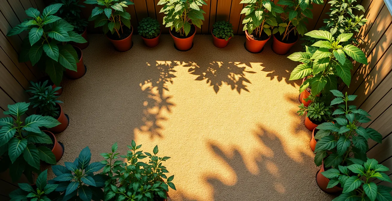 Garden layout showing different light zones mapped for optimal plant placement