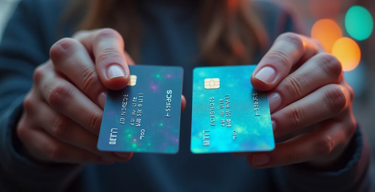 Hands setting up virtual payment card for streaming free trial protection